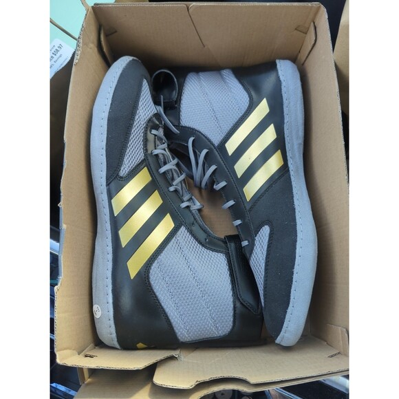 Adidas Combat Speed 5 Wrestling Shoes Size 12 Mens Black/Grey/Gold HP6865 NWOB